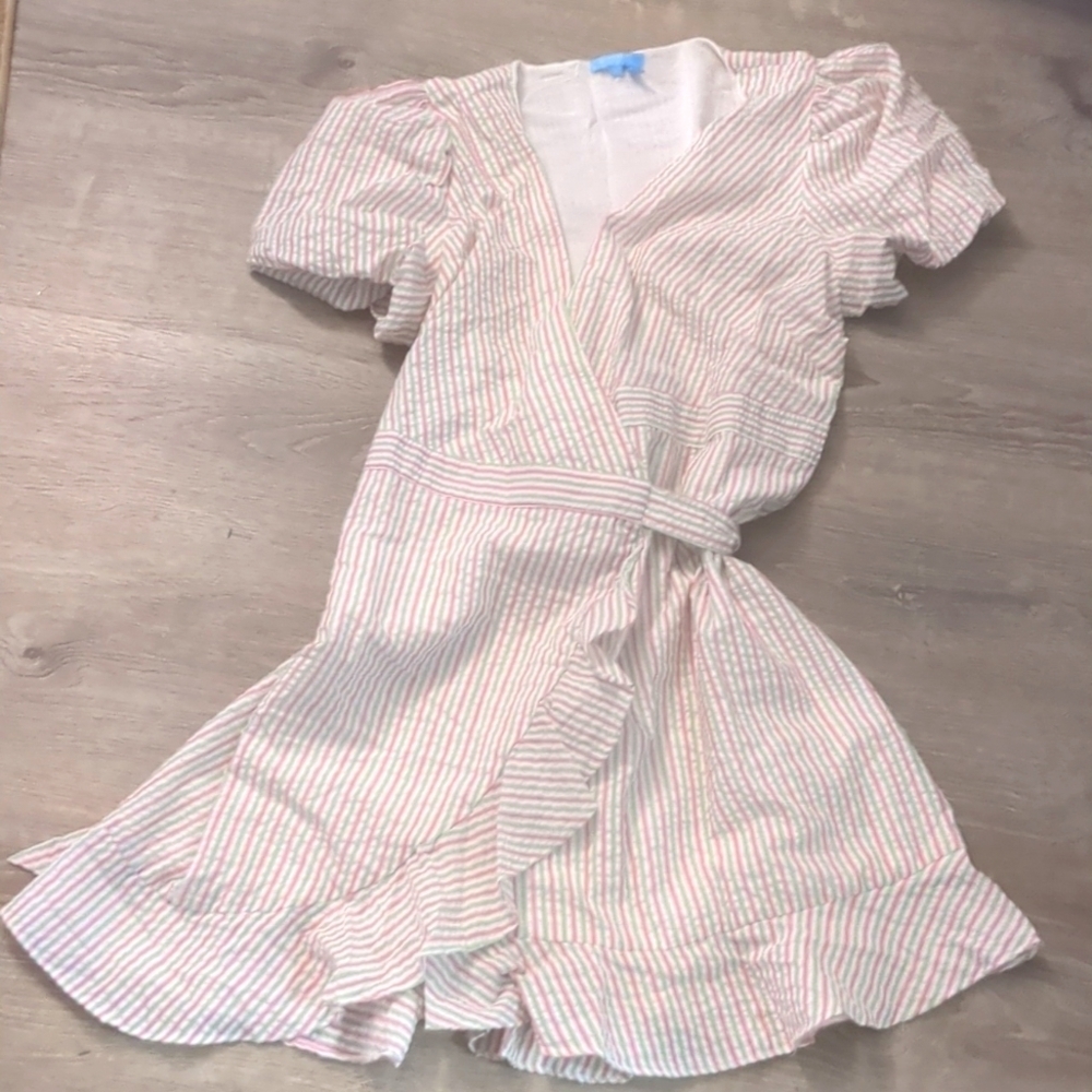 Draper James  RSVP pink white striped wrap dress size XL